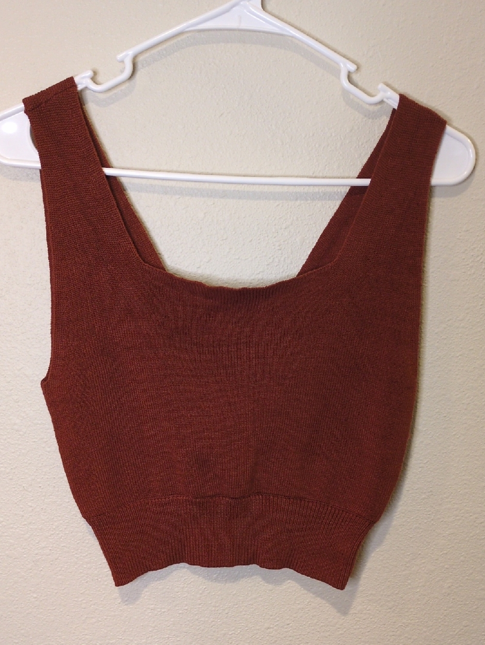 Thread & Supply Rust Square-Neck Ribbed Crop Tank Size Medium